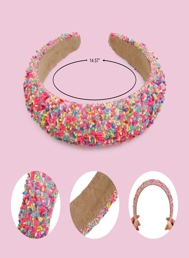 TEBIEKOY 2PCS Easter Headbands Sprinkle Headbands 1.57'' Wide Padded Head Bands for Women's Hair Pink Thick Donut Hairbands Purple Headband Cute Hair Accessories for Women Girls - Image 2